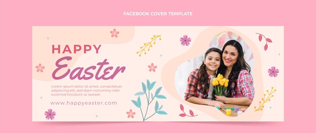 Flat easter social media cover template