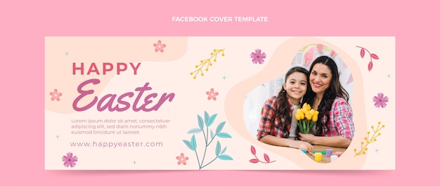 Free vector flat easter social media cover template