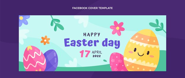 Flat easter social media cover template