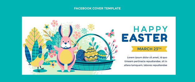 Flat easter social media cover template