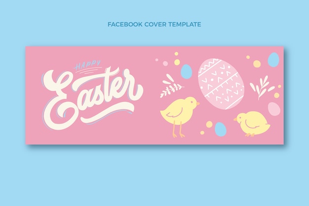 Flat easter social media cover template