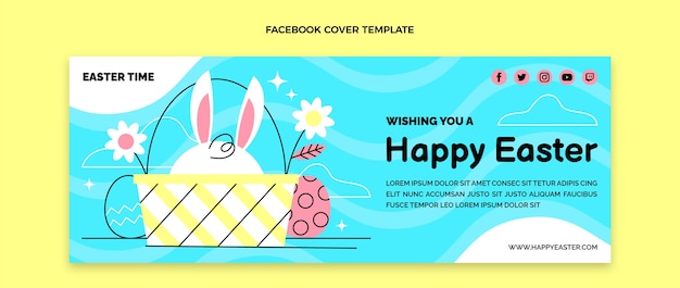 Free vector flat easter social media cover template