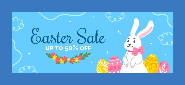 Flat easter social media cover template
