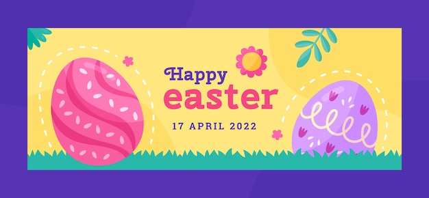 Flat easter social media cover template