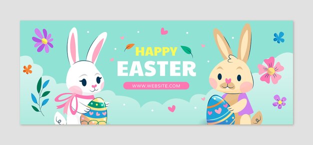 Free vector flat easter social media cover template