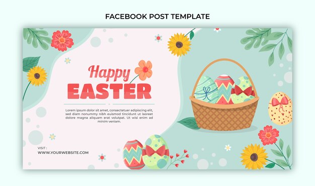 Free vector flat easter social media post template