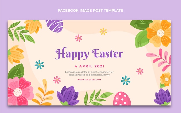 Modello di post sui social media di Pasqua piatto