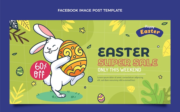 Flat easter social media post template