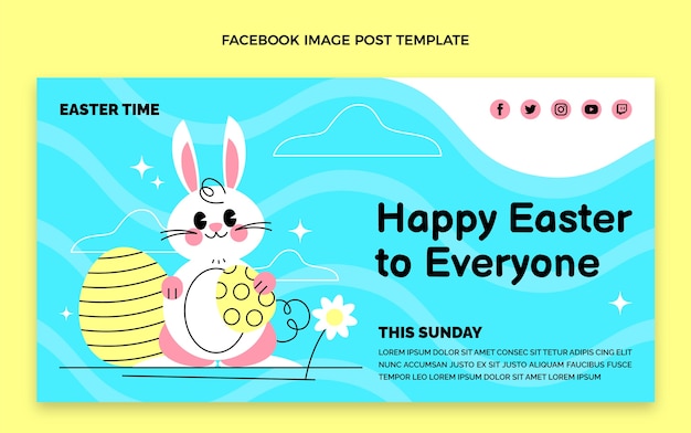 Vettore gratuito modello di post sui social media di pasqua piatto