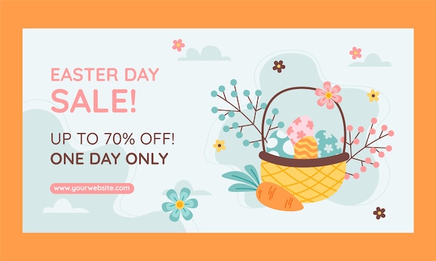 Flat easter social media promo template