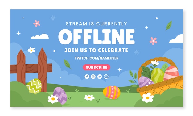 Free vector flat easter twitch background