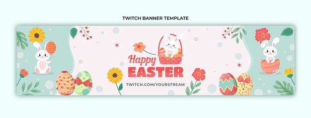 Flat easter twitch banner