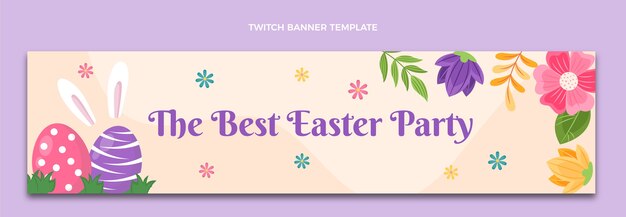 Free vector flat easter twitch banner