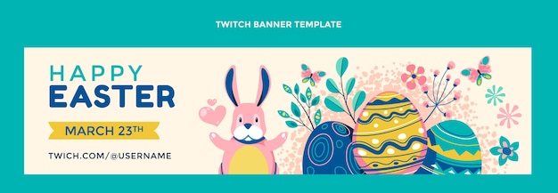 Free vector flat easter twitch banner