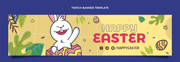 Free vector flat easter twitch banner