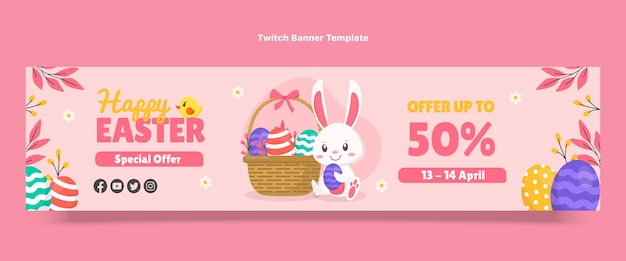 Flat easter twitch banner