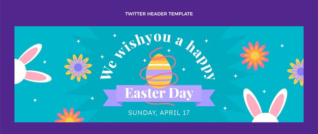 Flat easter twitter header