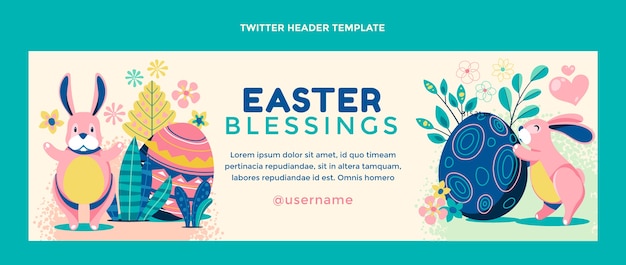 Vettore gratuito intestazione twitter di pasqua piatta