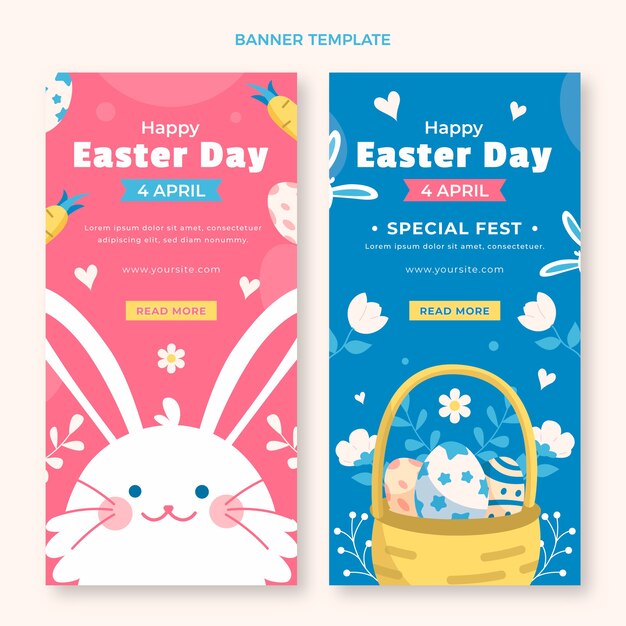 Free vector flat easter vertical banners set