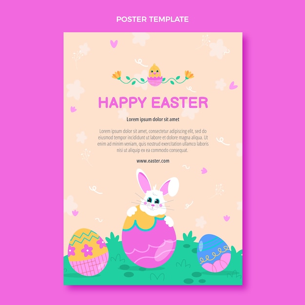 Free vector flat easter vertical poster template