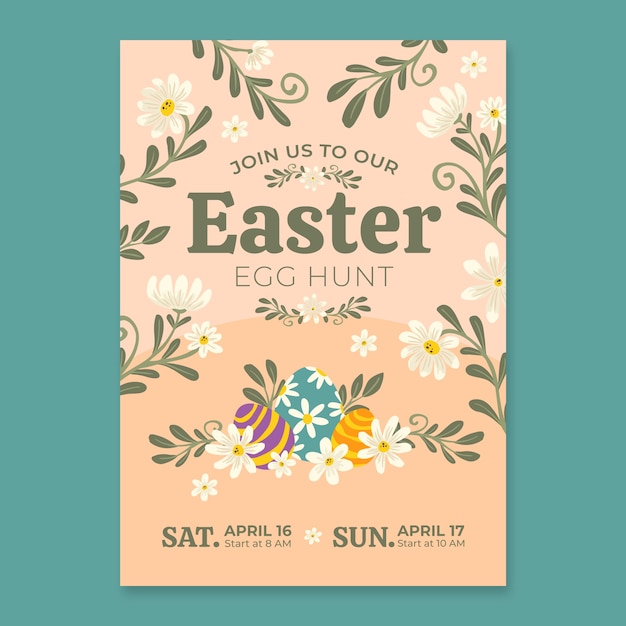 Flat easter vertical poster template