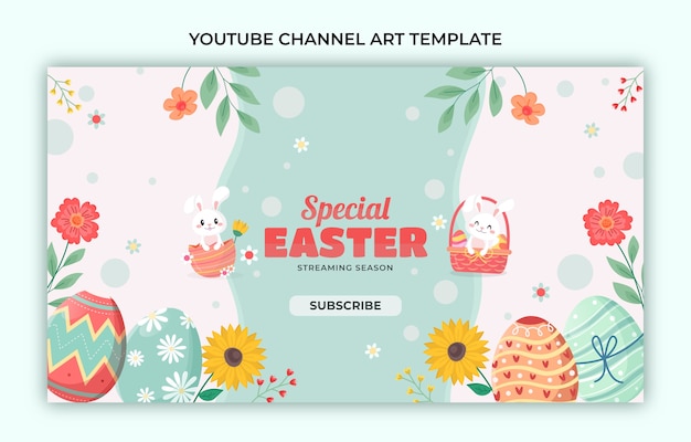 Free vector flat easter youtube channel art