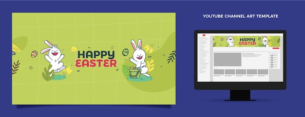 Free vector flat easter youtube channel art