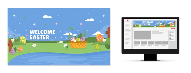 무료 벡터 평평한 부활절 유튜브 채널 아트