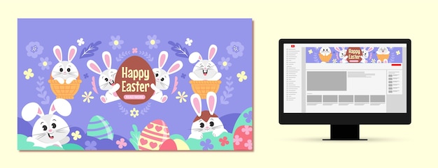 Flat easter youtube channel art