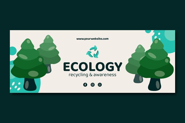 無料ベクター フラット エコロジーと環境保全のソーシャル メディアの表紙のテンプレート
