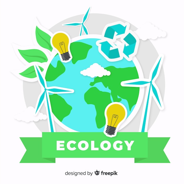 Free vector flat ecology concept sticker collection