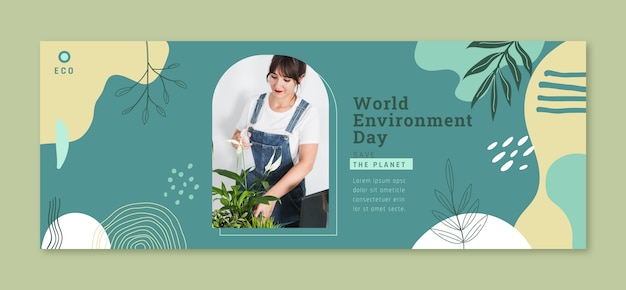 Flat ecology and environmental conservation social media cover template