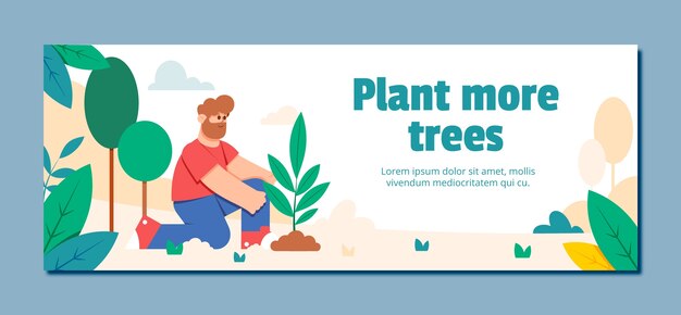 Flat ecology and environmental conservation social media cover template