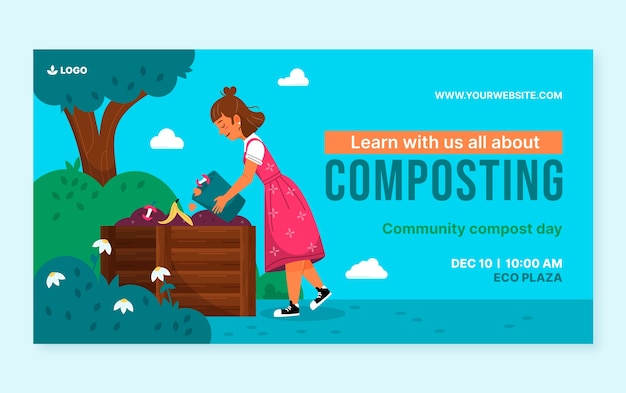 Flat ecology and environmental conservation social media post template