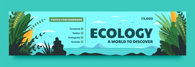 Modello di banner di contrazione per l'ecologia piatta e la conservazione ambientale