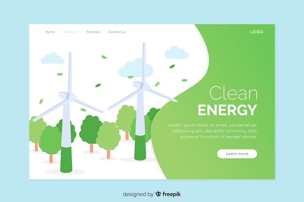 Free vector flat ecology landing page template