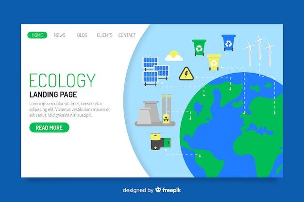 Free vector flat ecology landing page template