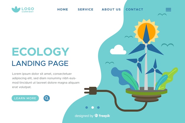 Free vector flat ecology landing page template