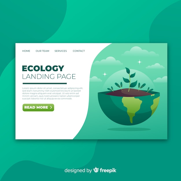 Flat ecology landing page template