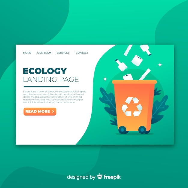 Free vector flat ecology landing page template