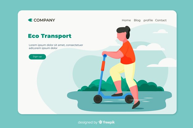 Flat ecology landing page template