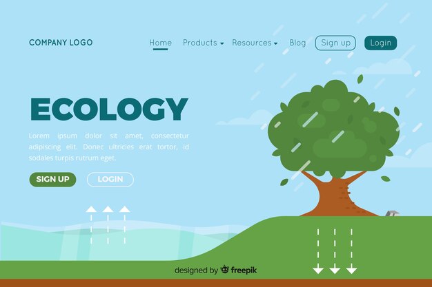 Шаблон целевой страницы плоской экологии