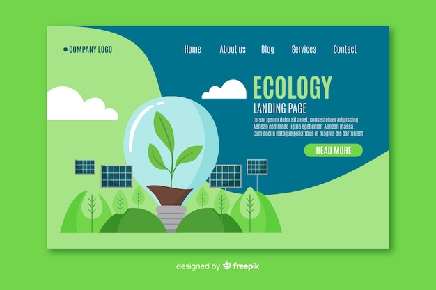 Free vector flat ecology landing page template