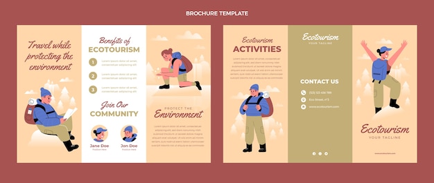 Flat ecotourism brochure template