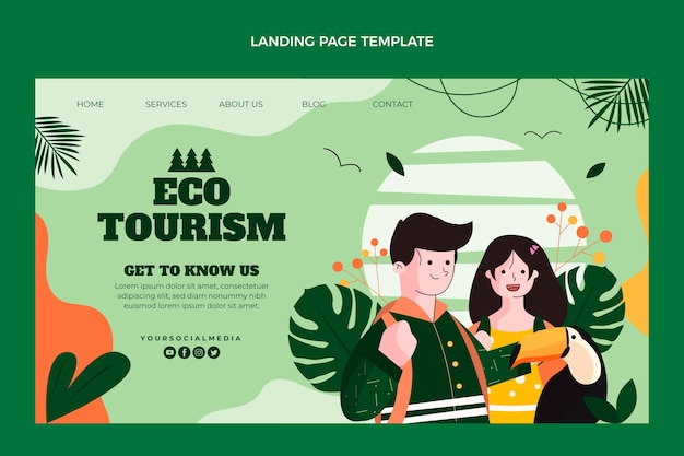 Flat ecotourism landing page template