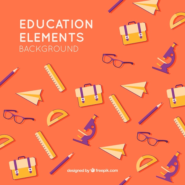 Flat education elements background