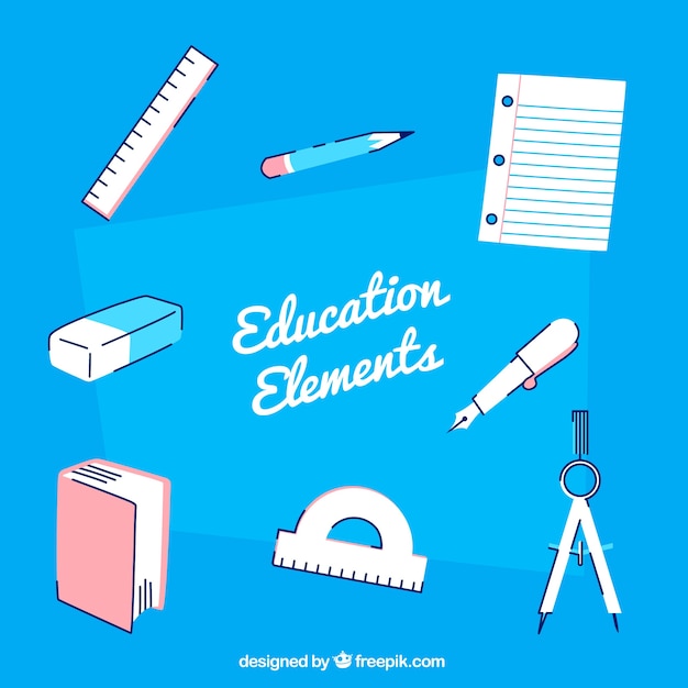 Flat education elements background