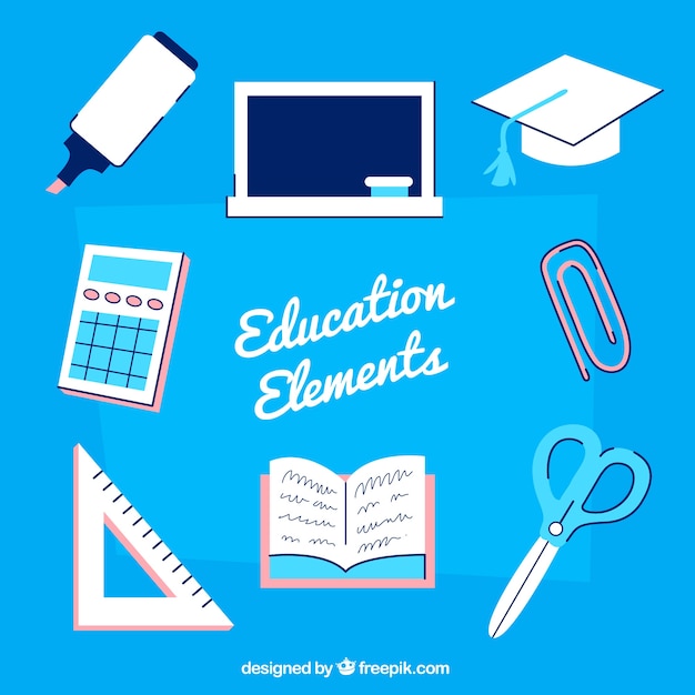 Flat education elements background