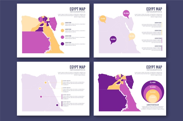 Бесплатное векторное изображение Плоская карта египта инфографики