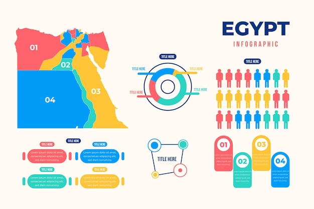 Free vector flat egypt map infographic